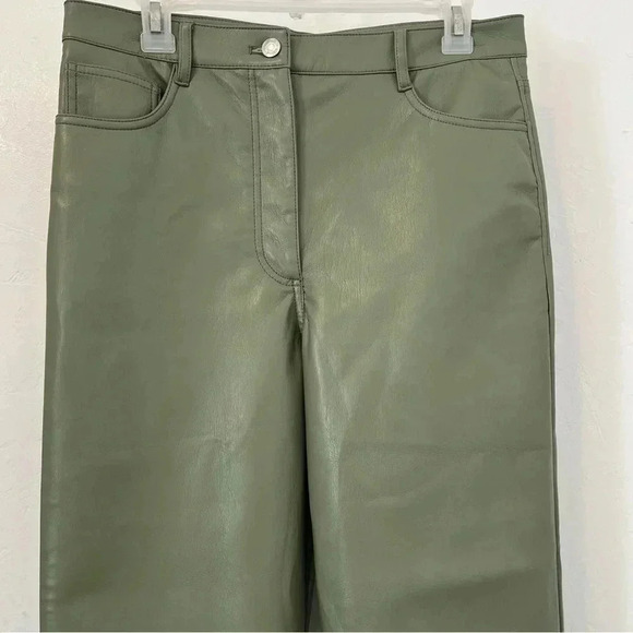 ARITZIA WILFRED MEILNA CROPPED VEGAN LEATHER PANT SAGE GREEN SZ 10 - Picture 3 of 11
